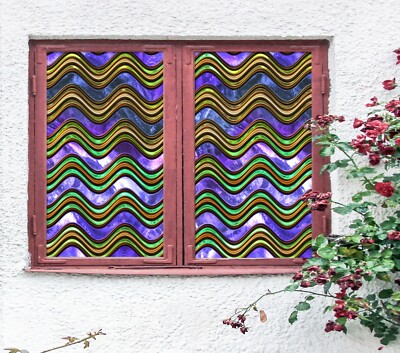 3D Wave Texture 81NAO Window Film Print Sticker Cling Stained Glass UV Block Fay