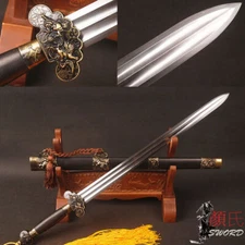 Lion Jian Chinese Sword Double Bo-hi High Carbon Steel Blade Blackwood Scabbard