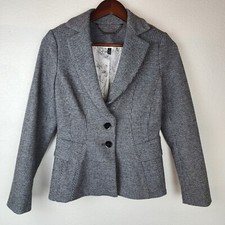 WHBM Signature Blazer 2 Houndstooth Tailored Peplum Career Jacket Academia