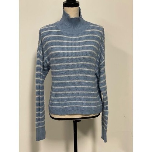 LC Lauren Conrad Knit Pullover Funnel Neck Sweater Blue Stripes Size M - 第 1/4 張圖片