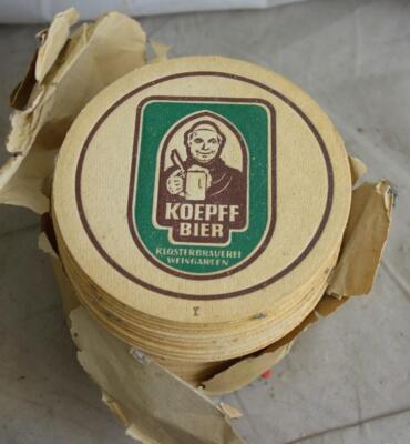 Posten Bierdeckel Koepff Bier Klosterbrauerei Weingarten Frucade ca. 49 Stück