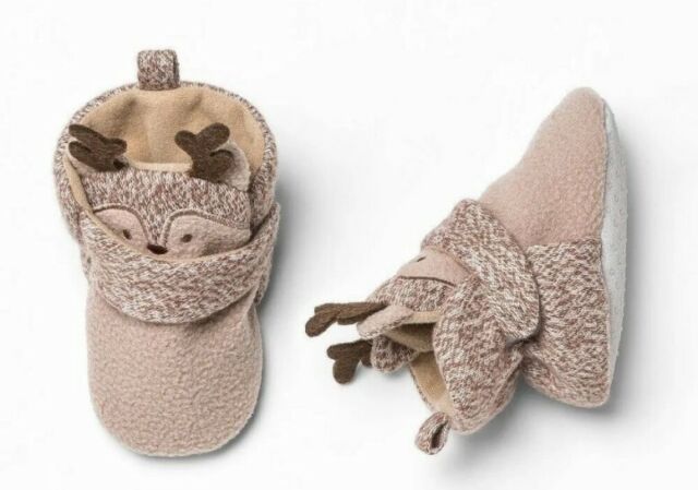 Cat & Jack Baby Christmas Reindeer Bootie Slippers Brown Sizes 0-3m 6-9m 9-12m
