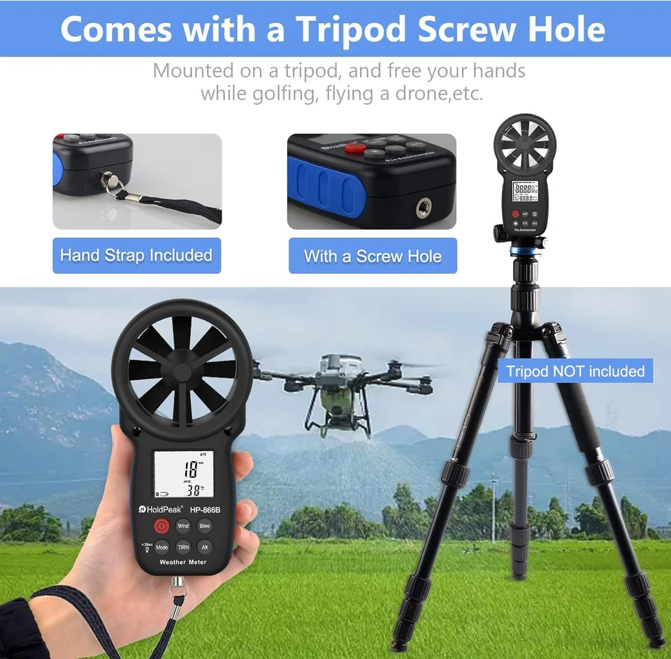 Handheld Anemometer Bluetooth Digital Wind Speed Gauge Wind Temp for HVAC Drone - Image 2 of 4