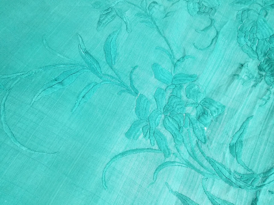 Antique Chinese Hand Embroidered Silk Floral Piano Shawl 60x59 inches - Image 4 of 4