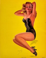 Pose Please, Original Vintage 1946 Billy DeVorss Pin-Up Print, Sultry Blonde