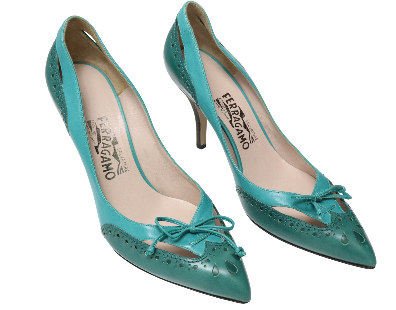 Salvatore Ferragamo Zapatos Mujer (US) 7.5 Turquesa en Punta Tacón de Aguja