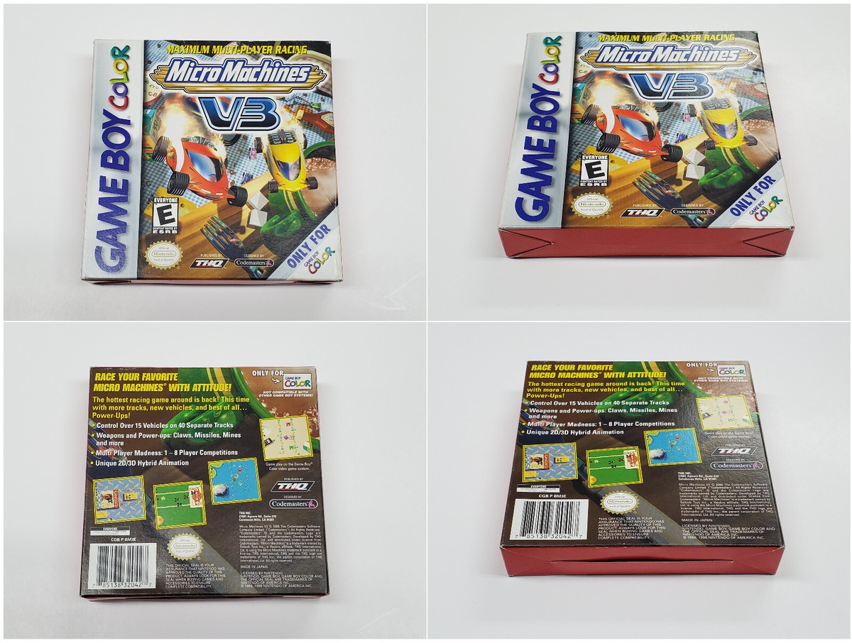 Micro Machines V3 Authentic Nintendo Game Boy Color Box & Manual