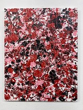 Original Artwork Acrylic on Canvas Painting  Mid Century Red Pink Black Art