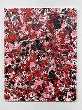 Original Artwork Acrylic on Canvas Painting  Pollock Red Pink Black Art
