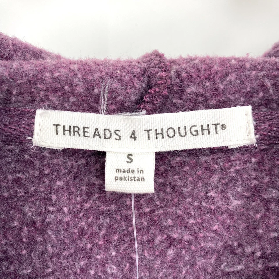 Threads For Thought Rose Mineral Wash Crop Hoodie Women's Small NWT Eggplant - Image 3 of 4