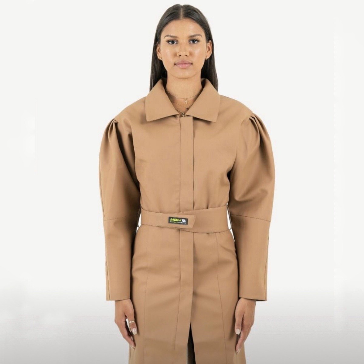 MISBHV Structured Tan Brown Trench Coat Jacket S