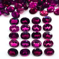50 Pcs Natural Rhodolite Garnet 5x4mm Oval Cut Loose Untreated Gemstones Lot