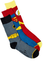 Justice League Batman Superman Flash Men's Crew Socks- 3 Pairs- Size 8-12