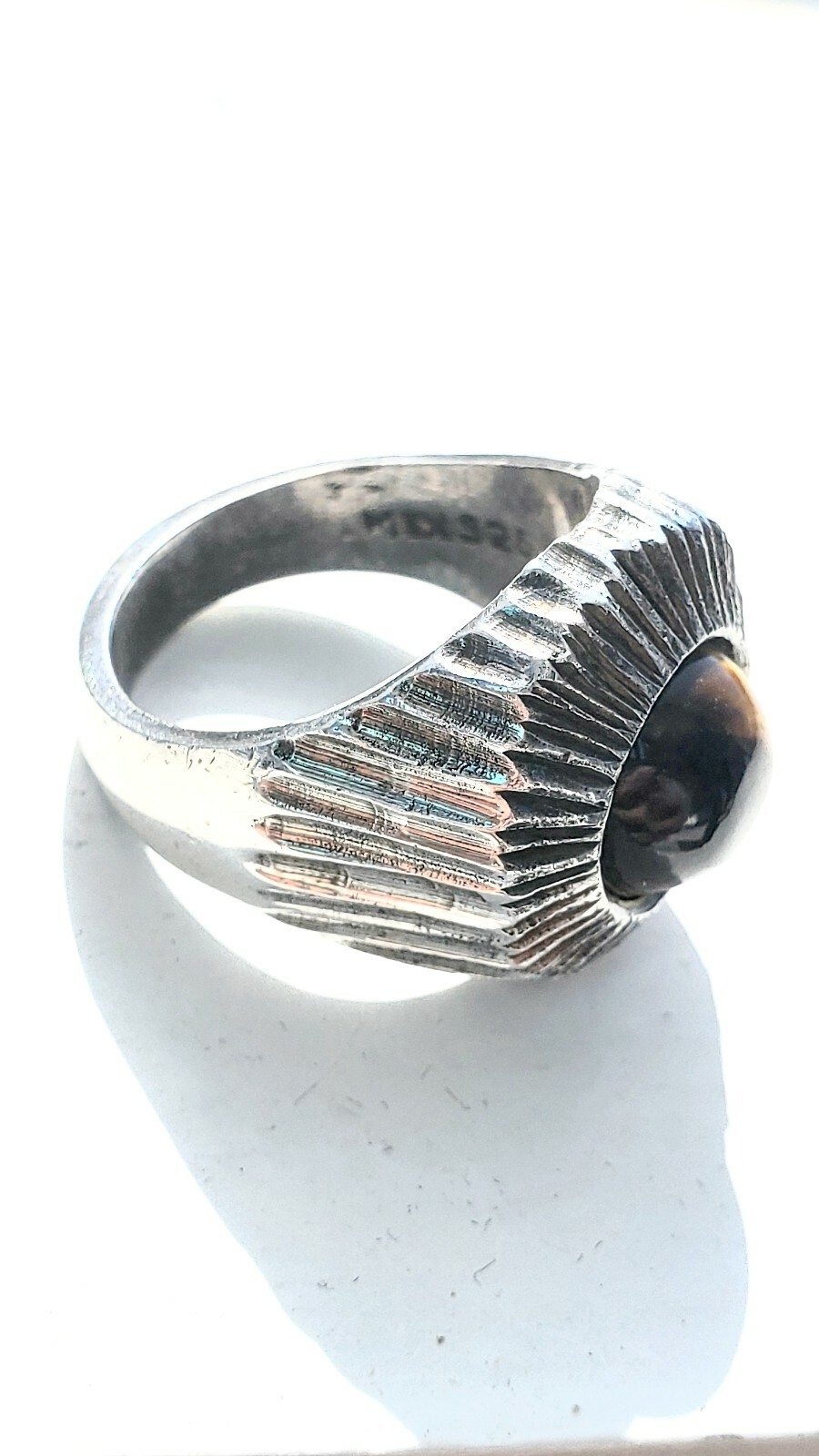 Gorgeous Solid Sterling Silver Tiger Eye Center S… - image 4