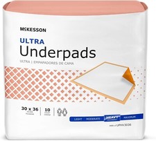 McKesson Ultra Underpad, 30 x 36 Inch, Disposable, Heavy Absorbency, Bag of 10