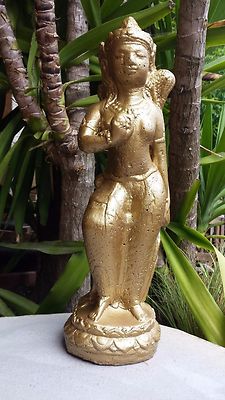 Shiva Devi Tara Gold Indonesien Lavastein Skulptur Statue Feng Shui Garten Deko