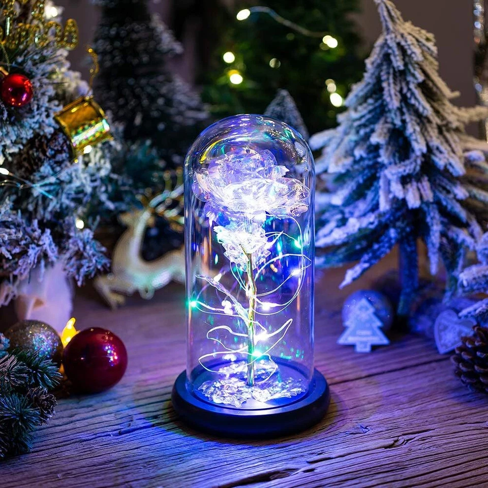 Eternal Forever Galaxy Rose Flower In Glass Dome LED Light Valentine's Day Gift - Image 4 of 4