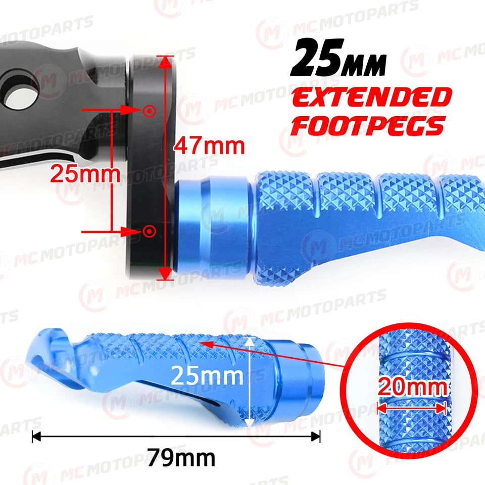 For Kawasaki Versys 650 KLE 2015-2020 25MM Lowering Rider Front CNC Foot Pegs - Image 2 of 4