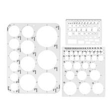 Circle Templates for Drawing - 3 Pack Drafting Stencils Measuring Clear