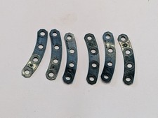 6 x Meccano Narrow Curved Plastic Flexible Strip 4 Hole Dark Green D229 Stamped