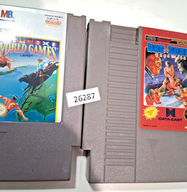 2 retro Nintendo video games NES Tag Team Wrestling, World Games   wt11 26287