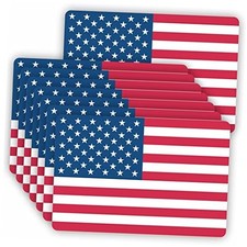 American US Flag Stickers - Pack of 12 Large 6"x4" USA Patriotic Laminated