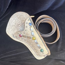 1940's-50's White Leather with Jewels Craighead of Denver Holster With Belt