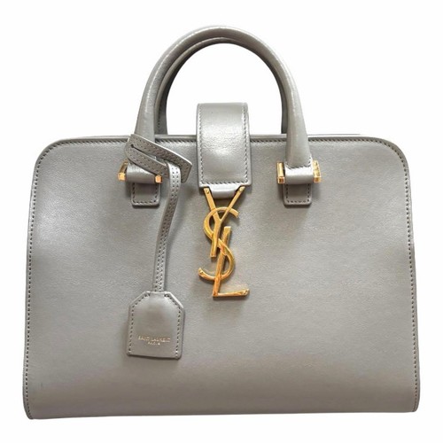 Saint Laurent Ysl Baby Cabas Handbag Leather Gray Shoulder Bag