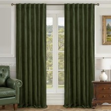90 Inches Velvet Curtains for Living Room 52"W x 90"L Pack of 2 Olive Green