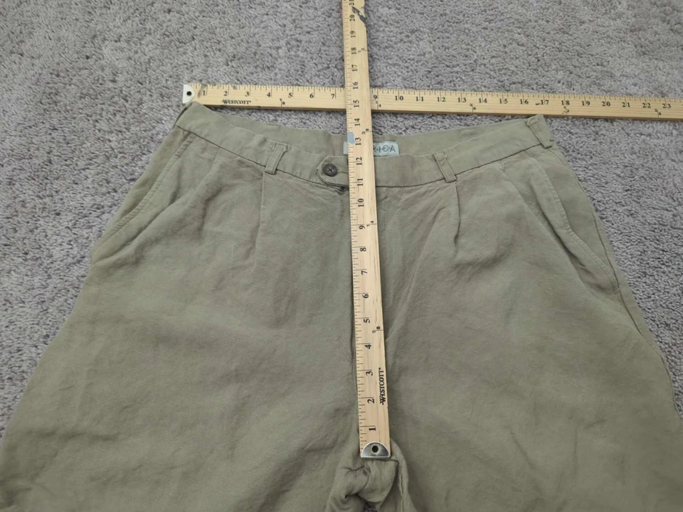 Pantalones Cortos Perry Ellis Para Hombres 36 Entrepierna Caqui: 7" 55% Lino Plisado Verano Informal Foto 3 de 4