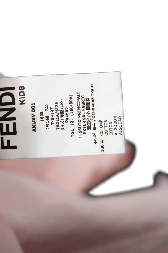 Fendi Girls Cotton Graphic Print Short Sleeve T-Shirt Top Pink Size 12 - Image 4 of 4