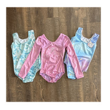 Cat Jack Girls Dance Leotards Lot of 3 M 7/8 Long Sleeve Multi-Color