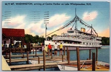 Vintage Linen Postcard M/V Mt. Washington at Centre Harbor Lake Winnipesaukee