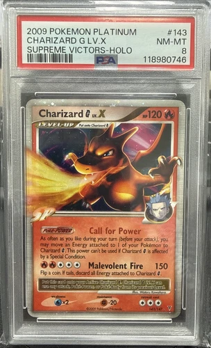2009 POKEMON PLATINUM SUPREME VICTORS #143 CHARIZARD G LV.X-HOLO PSA 8