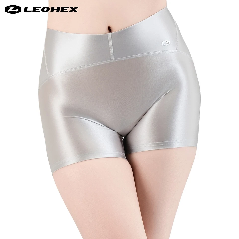 LEOHEX Damen Glitzer Oil Leggings Workout Yoga Tight Stretch Atmungsaktiv Jogger - Bild 4 von 4