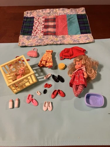 Vintage Mattel Tutti & Baby Crissy Doll Lot w/ Clothes & Accessories Barbie