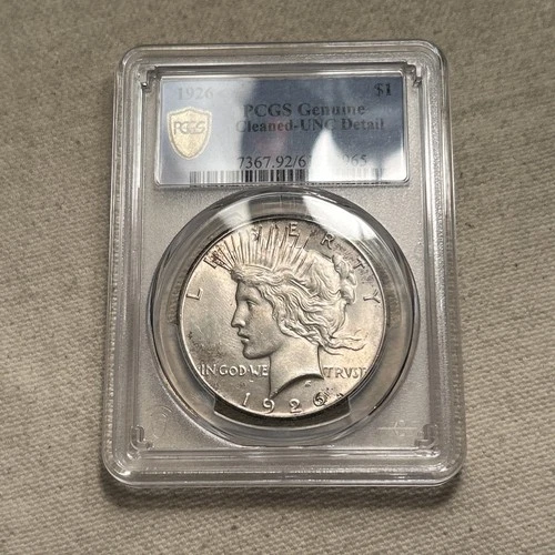 1926 Peace Silver Dollar $1 PCGS UNC Details Uncirculated Details - Cleaned