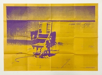 Andy Warhol Electric Chair Poster Calvin Klein Promo Amish Quilt Designs 26''X36''