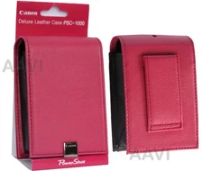 Canon Pink Leather Hard Carrying Case Bag Belt Loop for ELPH PowerShot Cameras