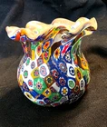 Murano Millefiori small ruffled vase KB Italy Vibrant Glass