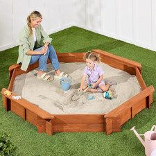 Large Outdoor Octagon Wooden Sand Box for Kids, Sandbox with Cover, 4 Reinforced