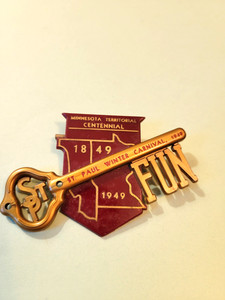 Vintage 1949 St. Paul Winter Carnival Minnesota Territorial Centennial Key Pin