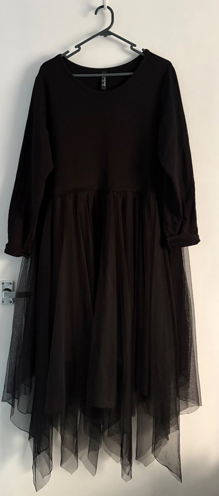 Black Tulip Midi Dress One Size Asymmetric Hem Made in Italy