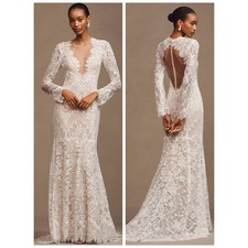Wtoo Watters Sienna Wedding Dress Size 14 Ivory Lace Long Sleeve Gown