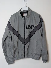 VTG US Army IPFU PT Jacket Skilcraft Gray Reflective Windbreaker Mens (See Pics)