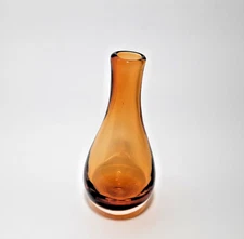 Vintage Handblown Amber Color Glass Bud Vase Bottle Shape