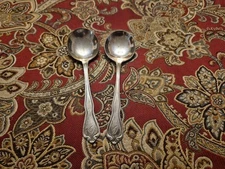 2 Greenbrier Resort Hotel Silver Service Soup Spoons Discontinued Pattern