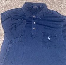 POLO Ralph Lauren Golf Men Cotton Short Sleeve Blue Pocket Pony Shirt XL Classic