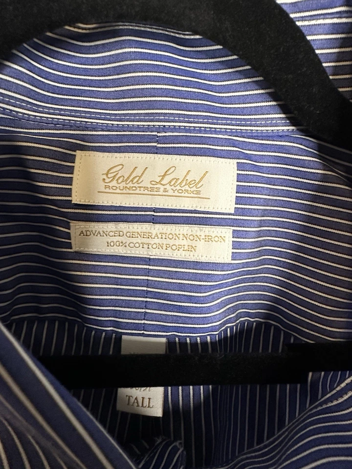 Мужская сорочка Gold Label большой и высокий размер 20 (36-37) темно-синий и белый - Изображение 3 из 4