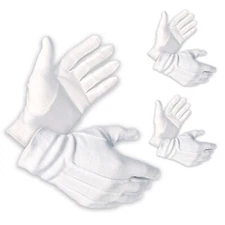 3 Pairs Cotton White Marching Band Parade Formal Dress Costume Gloves - M, L, XL